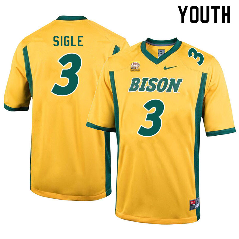 Youth #3 Marques Sigle North Dakota State Bison College Football Jerseys Sale-Yellow - Click Image to Close